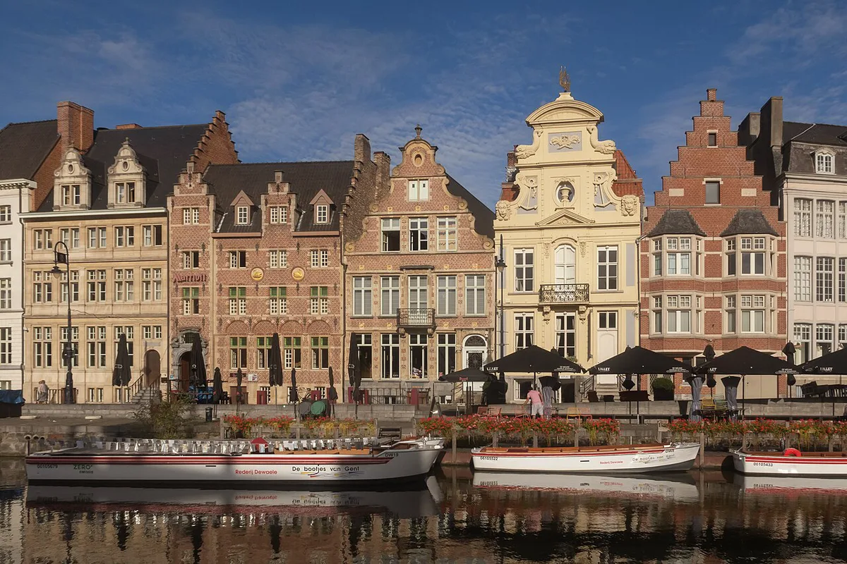 Gravensteen castle and the Graslei waterfront in Ghent, Belgium — 2