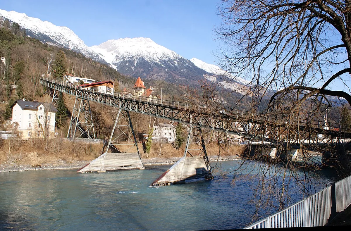 Nordkette cable car above Innsbruck's Altstadt rooftops, Austria — 2