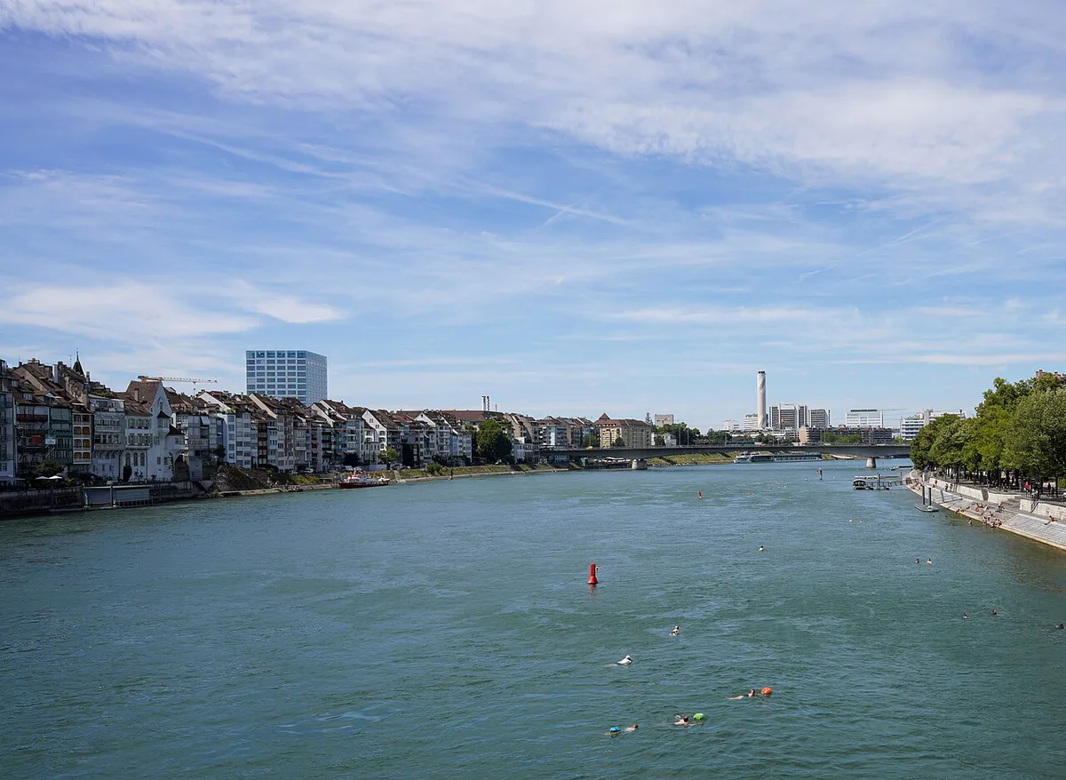Basel Old Town rooftops and Rhine River view, Switzerland — 1