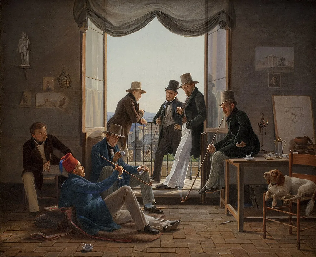 Constantin Hansen  Et selskab af danske kunstnere i Rom  1837  KMS3236  SMK — 2